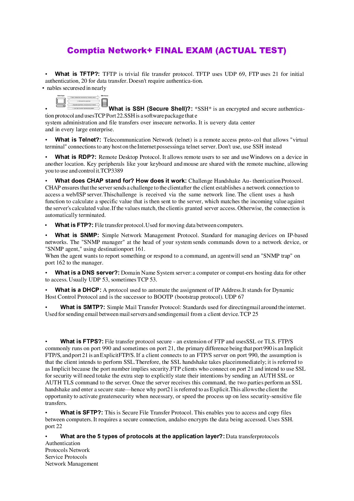 Comptia Network+ FINAL EXAM (ACTUAL TEST) Browsegrades